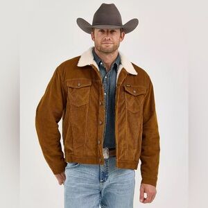 MEN'S WRANGLER COWBOY CUT SHERPA LINED CORDUROY JACKET SMALL